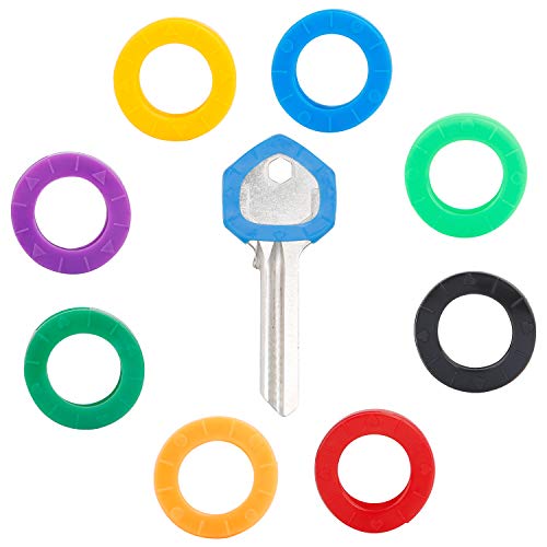 Uniclife 24 piezas pequeñas tapas de llaves de 2 cm cubre etiquetas, anillos de codificación de identificación de llave de plástico en 8 colores diferentes