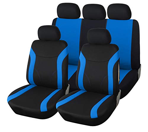 Upgrade4cars Fundas Asientos Coche Universales Azul Negro | Funda para Asiento Coches | Accesorios Interior Universal