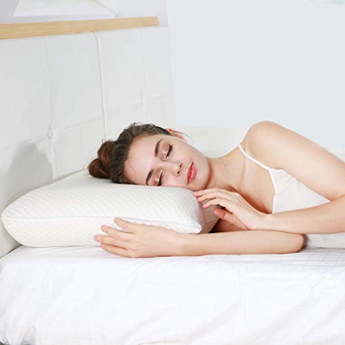 UTTU Almohada de espuma viscoelástica, almohada cervical con altura ajustable, almohada con funda de bambú removible y lavable, almohadas para dormir para los lados y la espalda