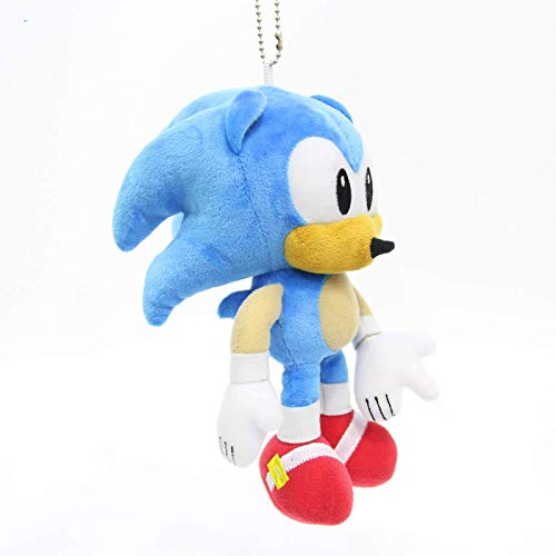 Uvvifk Juguete de Peluche Blue Sonic The Hedgehog 17cm Sonic Llavero de Felpa Juguete de Metal Muñeco de Peluche Sonic Muñeco de Cola de nudillo de marioneta de Sombra Super Sonic