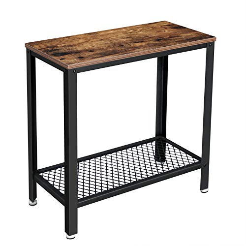 VASAGLE Mesa Auxiliar de Estilo Industrial, Mesa de Centro Pequeña con Estante de Malla, Mesita de Noche, para Salón, Dormitorio, 60 x 30 x 60 cm, Hierro, Marrón Rústico LET31BX VASAGLE Mesa Auxiliar de Estilo Industrial, Mesa de Centro Pequeña con Estante de Malla, Mesita de Noche, para Salón, Dormitorio, 60 x 30 x 60 cm, Hierro, Marrón Rústico LET31BX