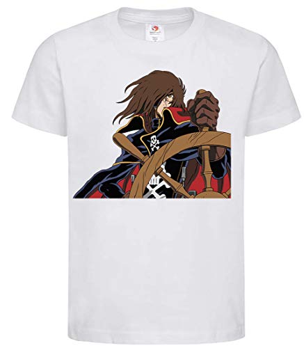 VE Camiseta del Capitán Harlock Arcadia, camiseta de manga de dibujos animados 80 blanco XL