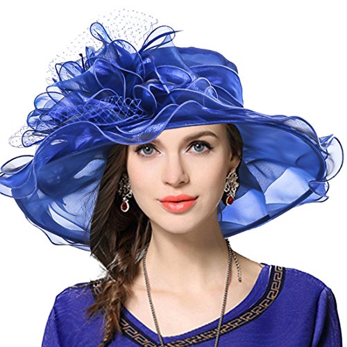 VECRY Mujeres Lglesia Derby Vestido Fascinator Gorro Nupcial Fiesta Boda Sombrero (Azul)