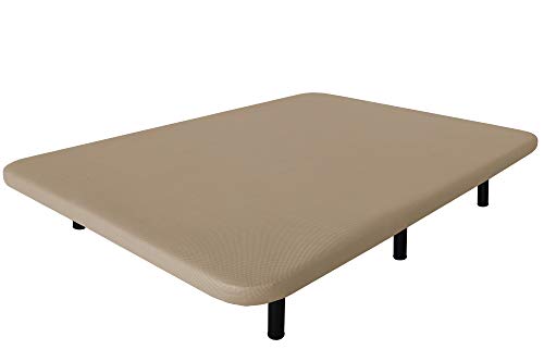 Ventadecolchones - Base tapizada Modelo Drago Súper-Reforzada con Sistema Antiruido con 7 Patas de 27 cm con 7 Barras transversales 3D Beige Medida 150 x 190 cm