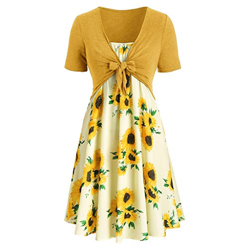 Vestidos Mujer 2019 Nuevo SHOBDW Mini Trajes De Vestir Estampado De Girasol Nudo de Arco Vendaje Manga Corta Vestidos de Fiesta Mujer Tallas Grandes S-XXL(Oro,XXL) Vestidos Mujer 2019 Nuevo SHOBDW Mini Trajes De Vestir Estampado De Girasol Nudo de Arco Vendaje Manga Corta Vestidos de Fiesta Mujer Tallas Grandes S-XXL(Oro,XXL)