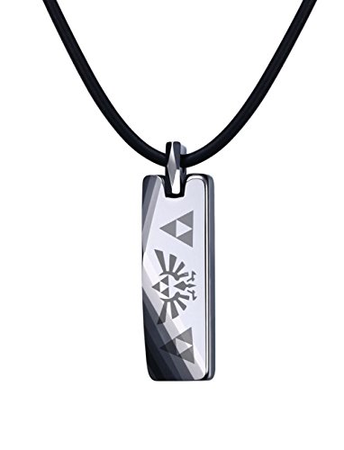 VNOX Carburo de tungsteno La leyenda de Zelda Triforce collar con colgante de barra para hombre, cadena de cuero gratis VNOX Carburo de tungsteno La leyenda de Zelda Triforce collar con colgante de barra para hombre, cadena de cuero gratis