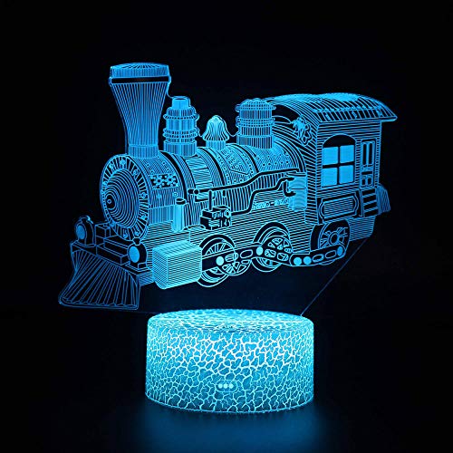 Wangzhongjie Lámpara 3D 7 Colores Cambiantes Modelo De Tren Sensor Táctil Led Luz Nocturna Con Pilas Para Regalo De Niños Decoración Del Dormitorio Del Hogar