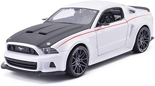 WASHULI Fundición a presión de aleación Modelo de Coche Escala 1:24 Mustang Ford Street Racing Simulation de Coches de Juguete Modelo de la decoración 20x8.7x6CM (Color : White)