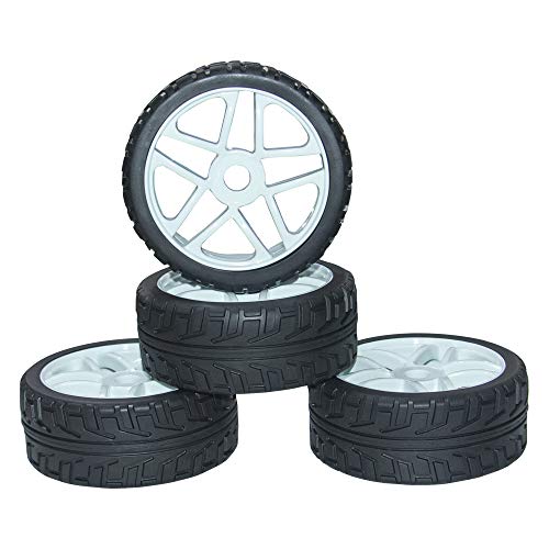 WEIZEU Neumáticos de goma 1:10, ARC0004 1/10 4 piezas RC Rally Car Grain 1:16 resistente al desgaste en carretera neumáticos de coche para Traxxas Tamiya HSP (negro, 1/8)