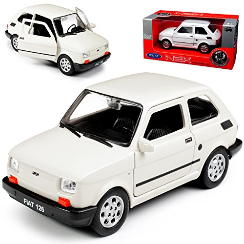 Welly Fiat 126 - Modelo de coche para Fiat 126p, 1972-2000 ca 1/43, 1/36-1/46, color blanco Welly Fiat 126 - Modelo de coche para Fiat 126p, 1972-2000 ca 1/43, 1/36-1/46, color blanco