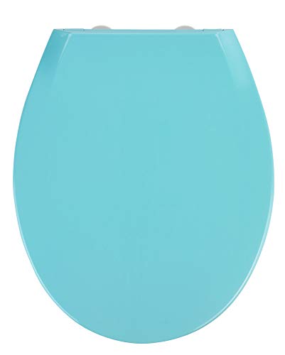 WENKO Tapa de WC Kos azul, Easy Close termoplástico - dispositivo automático de descenso, Thermoplast, 37 x 44 cm, Azul