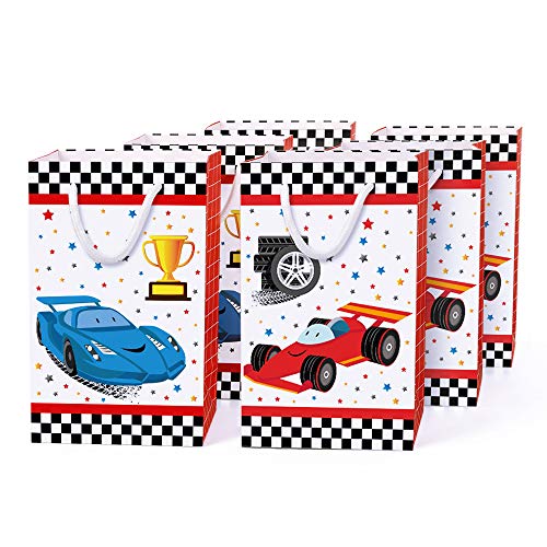WERNNSAI Bolsas de Fiesta con Asas de Coche de Carreras - 16 PCS Suministros para Fiestas de Autos de Carrera para Dulces Regalos Golosinas Niños Cumpleaños Baby Shower de Fiesta Bolsas de Mano