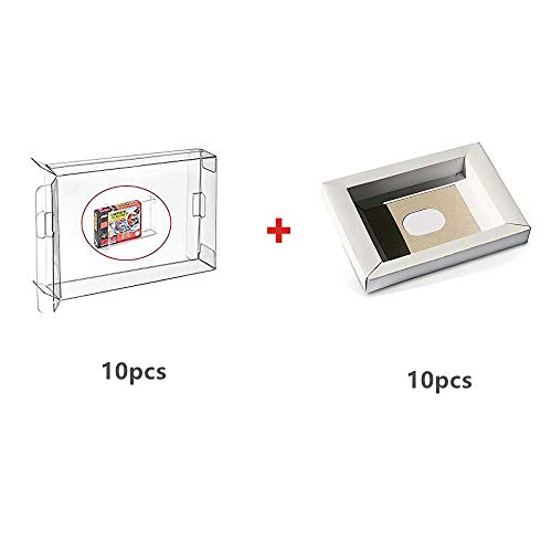 WiCareYo 10pcs cartón reemplazo interior embutido Introduzca la bandeja PAL y NTSC para SNES CIB juego cartucho & 10PCS Funda transparente para la caja de cartuchos de juegos SNES N64