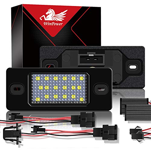 WinPower LED Luces de matrícula para coche Lámpara Numero plato luces Bulbos 3582 SMD con CanBus No hay error 6000K Xenón Blanco frio, 2 Piezas