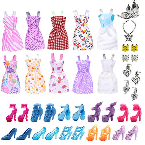 wongbey Accesorios de ropa para muñeca 30 piezas de moda hechos a mano ropa de muñeca fiesta fiesta boda princesa ropa para niñas fiesta niños regalos de cumpleaños para niña muñeca conjunto