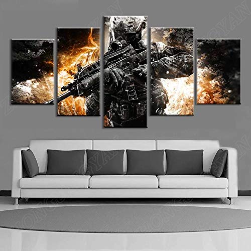 woplmh Call of Duty Black Ops 2 - Lienzo decorativo para pared, 5 paneles, póster e impresiones para habitación infantil, 30 x 40 cm, 30 x 60 cm, sin marco