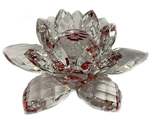 WWW.Vienna Fashion 649 - Flor de loto de cristal para el día de San Valentín (cristal, tamaño grande), color rojo