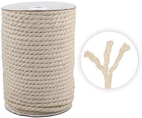wxqym Cordón Macrame de algodón de 8 mm, Cuerda de Macrame de 20 m de Espesor, Cuerda de algodón Suave para Colgantes de Pared DIY Jardín Perchas (Size : 6MM)