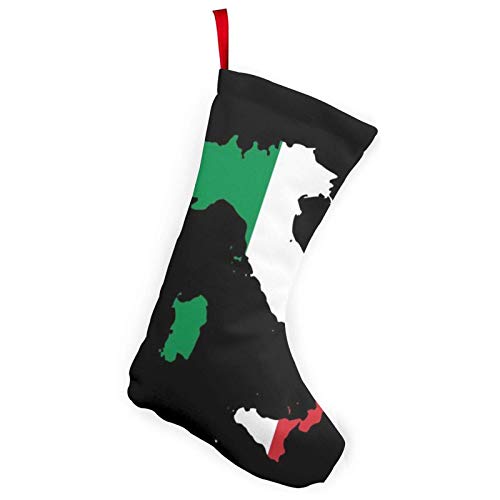 XCNGG Calcetines navideños Calcetines novedosos Italia Italy Italian Map Christmas Stockings 10 inches Christmas Decorations and Party Accessory Xmas Fireplace Hanging Stockings