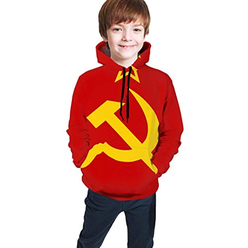 XCNGG Teen Sweater Boy Sweater Girl Sweater Sudadera con Capucha USSR Communism and Hammer Sickle Red Star Unisex Hooded Sweatshirts Tops Pullover Autumn and Winter