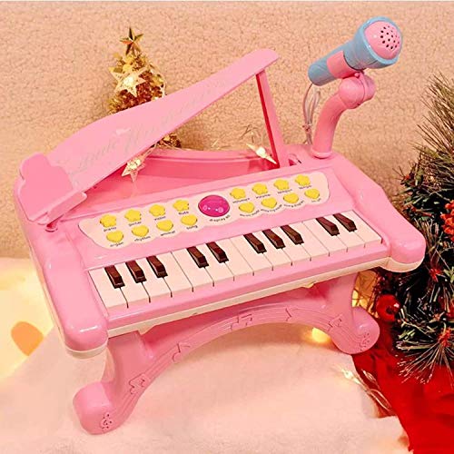 XINRUIBO Juguete de Teclado de Piano, Rosa 25 Llaves Instrumentos Musicales de Piano con micrófono bebé Piano multifunción niño Piano para niñas cumpleaños Regalo Juguetes Piano Infantil