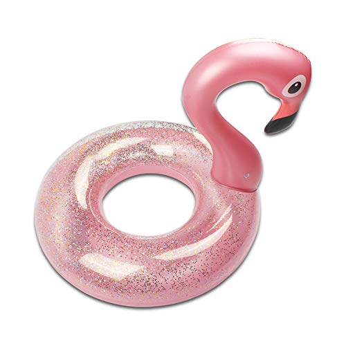 XMH Flamingo Piscina Boya Anillo De Natación Inflable, Salón Silla Juguete Anillo De Natación, Niños Adultos Piscina De Playa Fiesta De Verano Brillo Anillo De Natación,Rosado,90cm