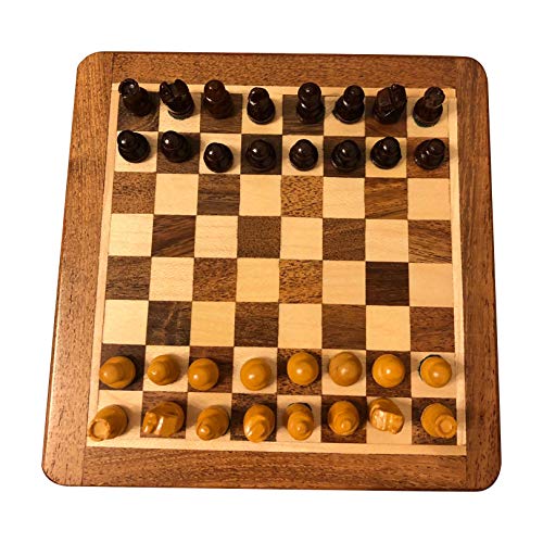XWW Mini ajedrez portátil de Madera Maciza con Estuche de Almacenamiento, ajedrez de Viaje para Amantes y aprendices del ajedrez, decoración del hogar
