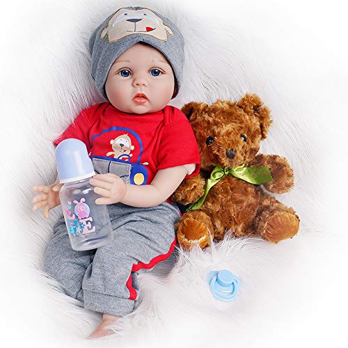 Yesteria Muñeca Reborn, Muñeca Realista de Silicona de 56cm, Muñeca Reborn Pesada con Traje de Coche Rojo, con Accesorios y Certificado de Adopción Yesteria Muñeca Reborn, Muñeca Realista de Silicona de 56cm, Muñeca Reborn Pesada con Traje de Coche Rojo, con Accesorios y Certificado de Adopción