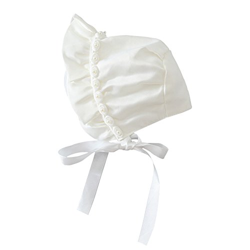 YOPINDO Baby Bonnet Lovely Newborn Toddler Girls Sombreros para el Sol Princess Style Hats Infantiles Rose Ribbon Bonnet with Chin Strap Cerrado para la Espalda Sombrero (0-12 Mes)