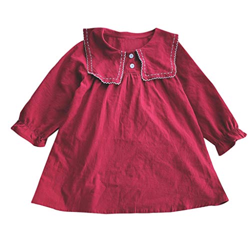 YWLINK Vestido Casual NiñA Falda De Princesa Wind Wind De Manga Larga En Mezcla De AlgodóN Lindo Vestido De Cuello De MuñEca Falda Salvaje Suelta Y CóModa(Rojo,3-4 años) YWLINK Vestido Casual NiñA Falda De Princesa Wind Wind De Manga Larga En Mezcla De AlgodóN Lindo Vestido De Cuello De MuñEca Falda Salvaje Suelta Y CóModa(Rojo,3-4 años)