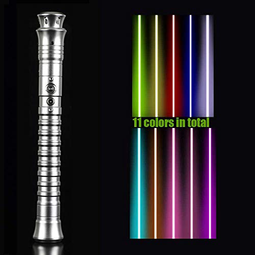 Y&Z RGB Lightsaber, USB 11 Ultimate Duel Lightsaber Que Cambia de Color con Mango de Metal, Juego de Sable de luz eléctrico 9w Super Sword con 3 Juegos de Efectos de Sonido, Silver