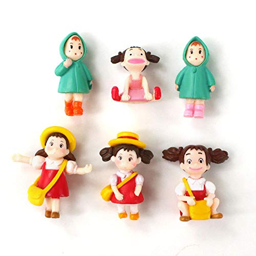 zdfgv 6 unids/Set Hayao Miyazaki mi Vecino Totoro Chica Mei Lindos Mini Juguetes PVC decoración Figura muñeca 2-3,5 cm