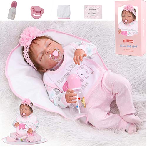 ZIYIUI Muñecas Reborn 23 Pulgadas 57 cm Bebe Reborn Silicona Cuerpo Completo Realista Bebé Reborn Niña Ojos cerrados Realista Recién Nacido Magnética Boca Niño Niña Regalo Juguete