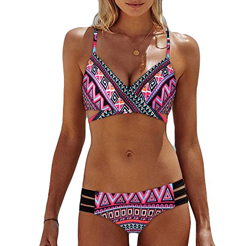 ZODOF Bikinis Mujer, Acolchado Push Up Bikini Mujer 2020 Brasileño Conjunto de Bikini Mujer Conjuntos Push up Brasileño Sexy Tanga Traje De Baño Mujer Dos Piezas Mujer Playa Ropa de Baño Estampada