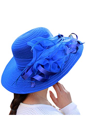 Zonsaoja La Mujer del Kentucky Derby Sombrero Vestido Elegante Iglesia Iglesia Sol Editor Azul One Size