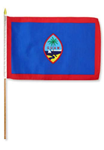 Zudrold AES 3x5 pies Bandera de Palo de Guam Bastón de Madera Color Vivo Intenso y desvanecimiento UV El Mejor encabezado de Lona Resistente al jardín y Material de poliéster Bandera