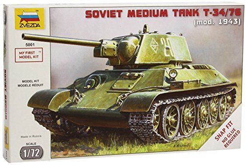 Zvezda 500785001 - Maqueta de Tanque Ruso T34/76 Snap-Fit de la Segunda Guerra Mundial (Escala 1:72)