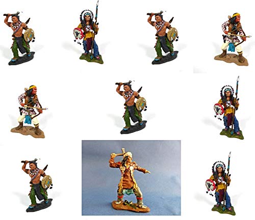 Osceola en Metal Lucero del Alba 7cms indi1 Toro Sentado Lote de 10 estatuillas de Indios Americanos: Geronimo