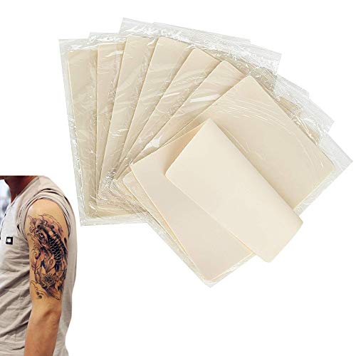 10 piezas14.3cm x 19.5cm x 0.1cm de Tattoo Practice Skin papel conjunto profesional piel artificial tatuaje de doble cara para ejercicio de tatuaje,para tatuadores y principiantes