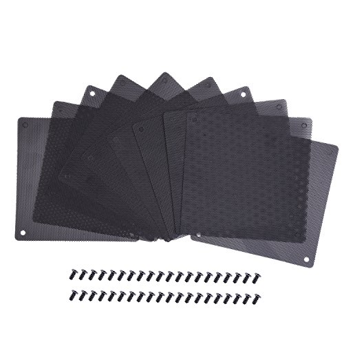 120 mm Filtro de Polvo Filtro de Ventilador de Ordenador Cubierta Antipolvo Negra de PVC Malla de Ordenador 10 Paquetes con 40 Piezas de Tornillos