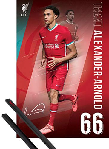 1art1 Fútbol Póster (91x61 cm) Liverpool FC Trent Alexander Arnold 20/2021 Season Y 1 Lote De 2 Varillas Negras