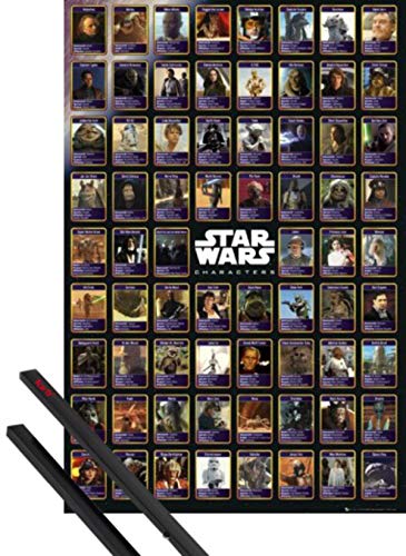 1art1 Star Wars Póster (91x61 cm) Characters, Bios Y 1 Lote De 2 Varillas Negras
