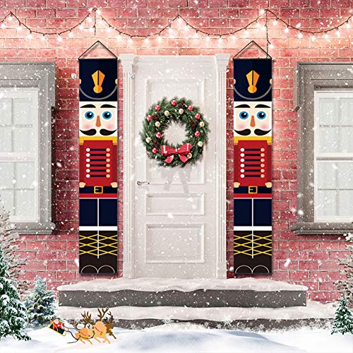 2 banderines navideños de cascanueces para exteriores, estandarte de caballero centinela, modelo de soldado, para decoraciones navideñas (72 x 13 pulgadas)