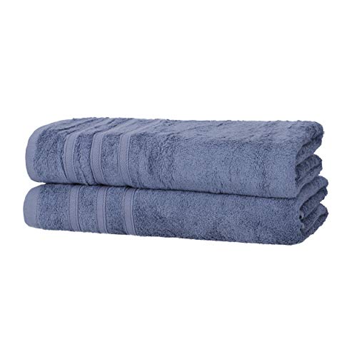 2 toallas de ducha azul ahumado | 50% bambú y 50% algodón | certificado Öko-Tex Standard | calidad premium sostenible 450 g/m²