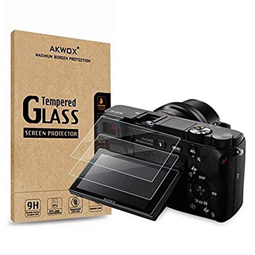 [3 Unidades] Protector de Pantalla para Sony DSLR Alpha A6000 A6300 A5000 NEX-3 NEX-5 NEX-6 NEX-7 Akwox [9H Dureza] Cristal Vidrio Templado Cristal Templado