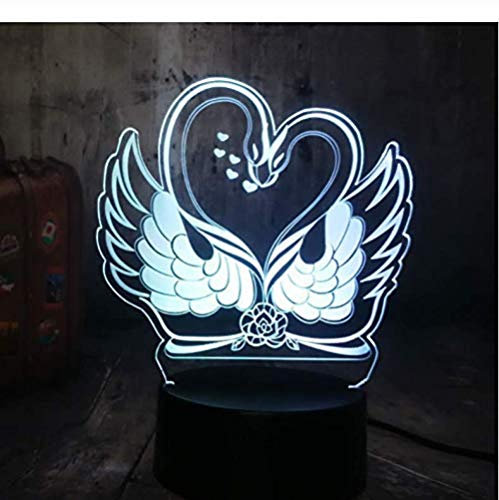3D Illusion Night Light bluetooth smart Control 7&16M Color Mobile App Led Vision Romantic Two Love Swan USB Desk Sleeping Home Decor Xmas Couple Lover Girlfriend Toy Birthday Present