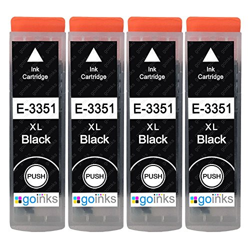 4 Cartuchos de Tinta Negra para reemplazar Epson T3351 (Serie 33XL) Compatible/no OEM para impresoras Epson Expression Premium, Alta Capacidad (XL), E-T3351-4