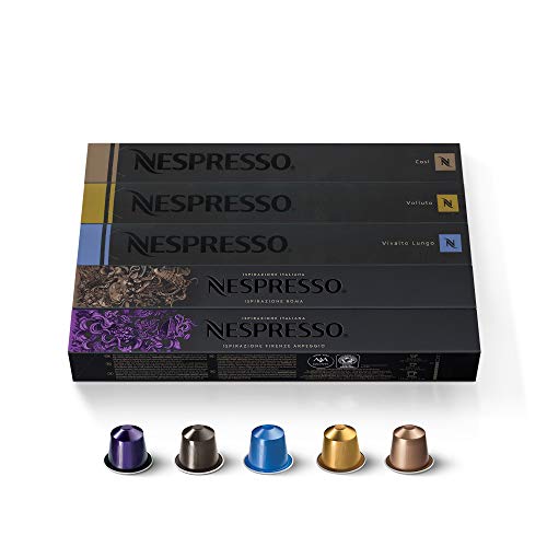 50 NESPRESSO CAPSULAS DE CAFÉ (10 x VOLLUTO, 10 x ROMA, 10 x COSI, 10 x VIVALTO LUNGO, 10 x ARPEGGIO)