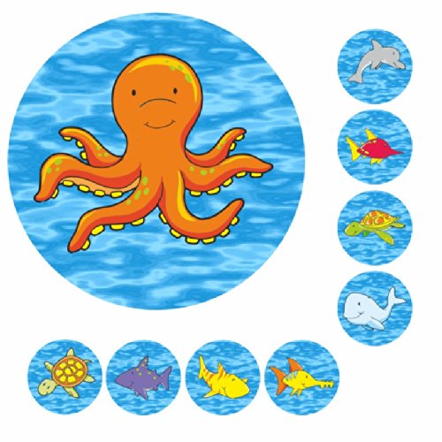 54 divertidos animales submarinos adhesivos como pegatina 19 mm, pegatinas para niños