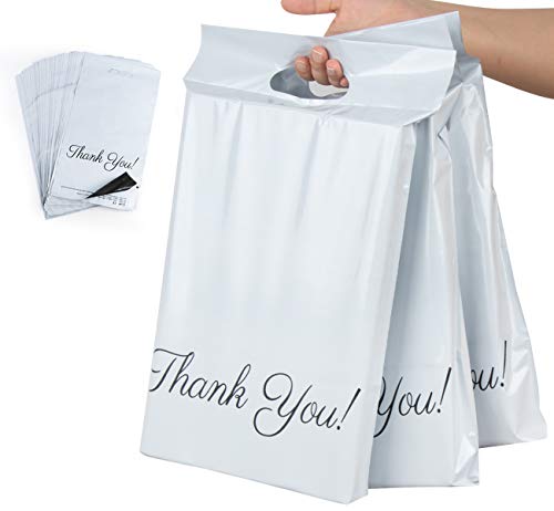 60 bolsas de correo de plástico 25 x 35 cm + 5 cm + 6 cm, bolsa de correo "Thank you"